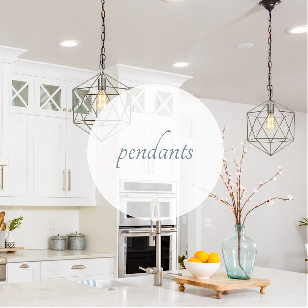 AF Lighting pendant light fixtures above a kitchen island